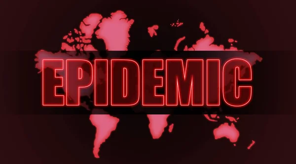 Mapa mundial rojo con la palabra escrita EPIDEMIC ilustración —  Fotos de Stock