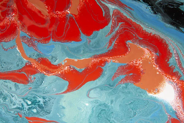 Rood, blauw en zwart patroon, werveling van acryl kleur spatten — Stockfoto