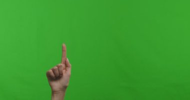 Female hand clicking virtual button on camera