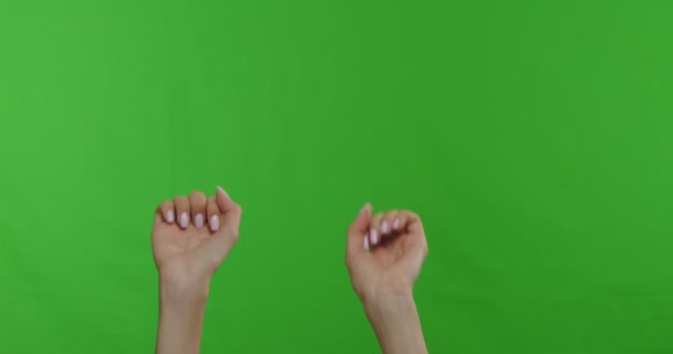 Woman hands waving, dancing, pointing her fingers to music rhythm — Stockvideo