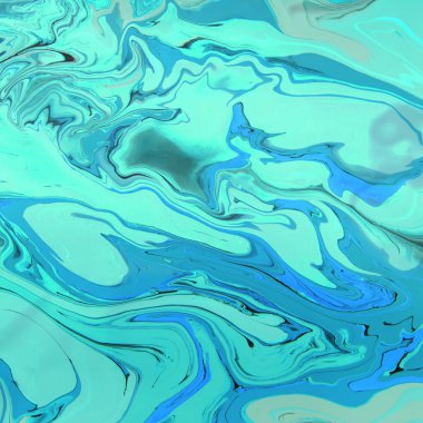 Fluid art. Abstract colorful neo mint liquid acrylic pattern
