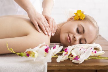 Masada orkideli bir kızın portresi