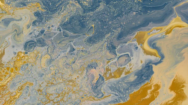 大理石墙蓝褐色图案油墨涡旋图形背景 — 图库照片