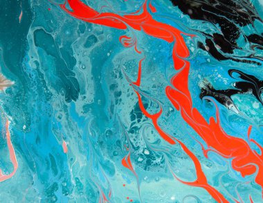 Aquamarine renkleri. Mavi, siyah ve kırmızı soyut sanat eserleri