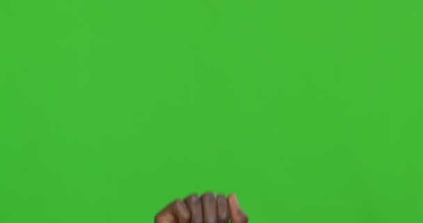 Zwart man hand klop kloppen op camera — Stockvideo