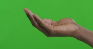 Afrika erkek avucu yukarı, bir şey tutuyor ya da veriyor