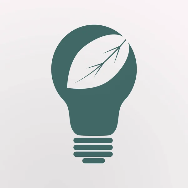Sustainable energy. Outline illustration of light bulb and leaf on white background