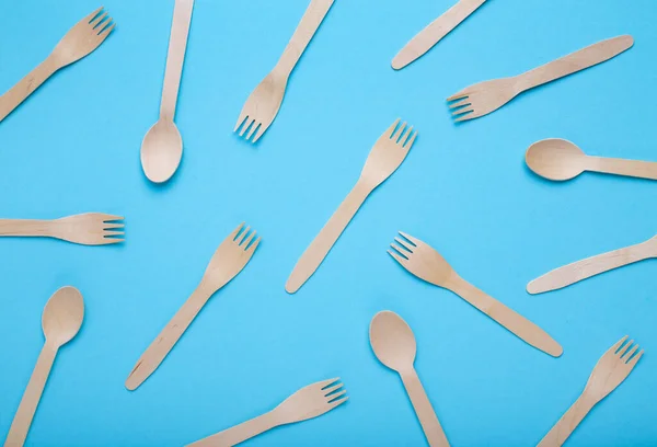 Environment protection. Wooden spoons and forksy, seamless pattern — Stock Photo, Image