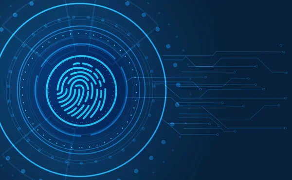 Cyber-Sicherheitskonzept. Biometrisches Erkennungssystem mit Fingerabdruckverriegelung, freier Raum für Design. Illustration — Stockfoto