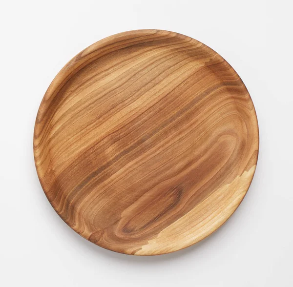 Rejection of plastic concept. Wooden dish on white background — Stock Photo, Image