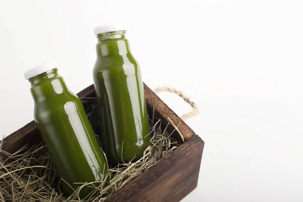 Méregtelenítő tisztít ital koncepció, zöld növényi smoothie — Stock Fotó