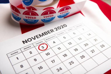 Circled 3 of November 2020 as reminder for going vote clipart