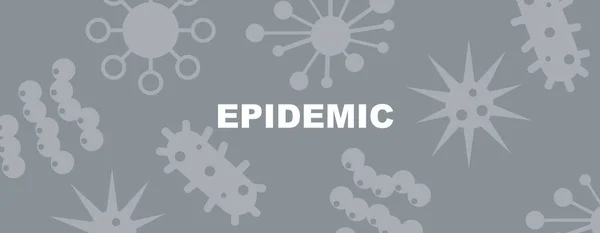 科罗纳威斯的危险说明与字EPIDEMIC和病毒在灰色背景。全景 — 图库照片