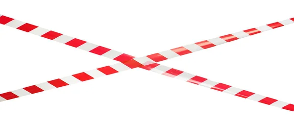 Червоно-білі лінії бар'єрної стрічки, захищають без входу, вільний простір — стокове фото