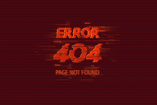 404 página de erro não encontrada no fundo vermelho, efeito de falha — Fotografia de Stock