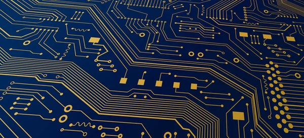 Modern nanotechnologies. Electronic circuit board closeup. Illustration. Panorama — Stock Photo, Image