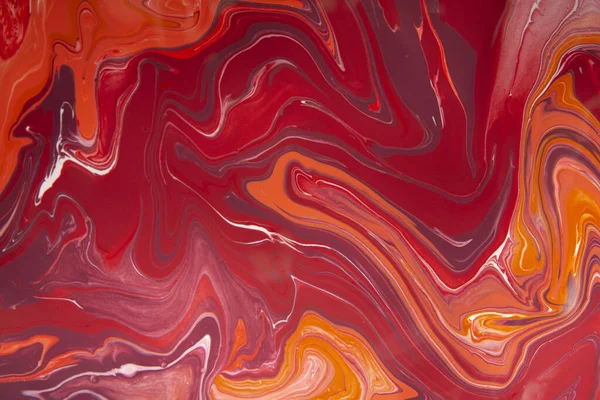빨강 과 주황의 추상적 배경 과 혼합 된물 색깔 — 스톡 사진
