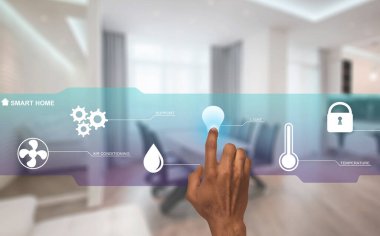İnternet gibi şeyler. Milenyum adamı uzaktan kumandalı ev kontrol sistemi kullanıyor, sanal ekrandaki düğmeye basıyor, kolaj