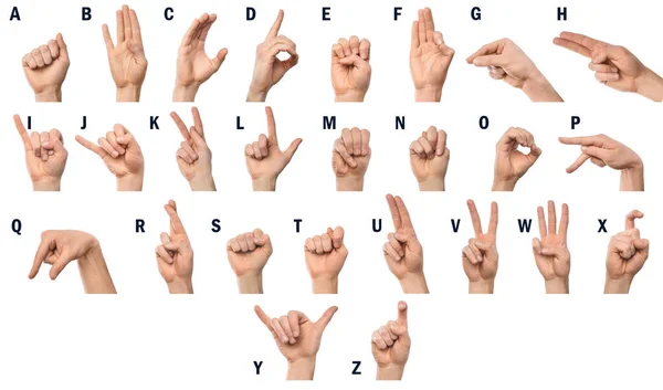 Prst hláskování abecedy v americkém znakovém jazyce ASL — Stock fotografie