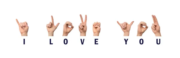 I love You Finger Spelling in American işaret dili ASL — Stok fotoğraf