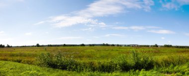 Panorama - güneşli yaz günü Rus alanında