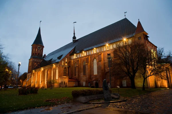 Kaliningrad, spacerem przez katedry na deszczowy wieczór — Zdjęcie stockowe