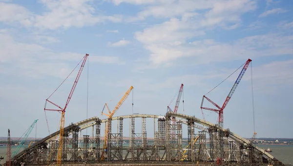 Construction of the arch of the Kerch bridge — Stock Image Construction of the arch of the Kerch bridge Royalty Free Stock Images