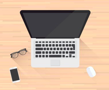 Laptop Masaüstü Ofis Vektörü