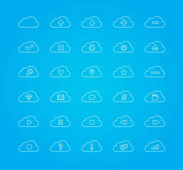 Cloud Line ikoner — Stock vektor