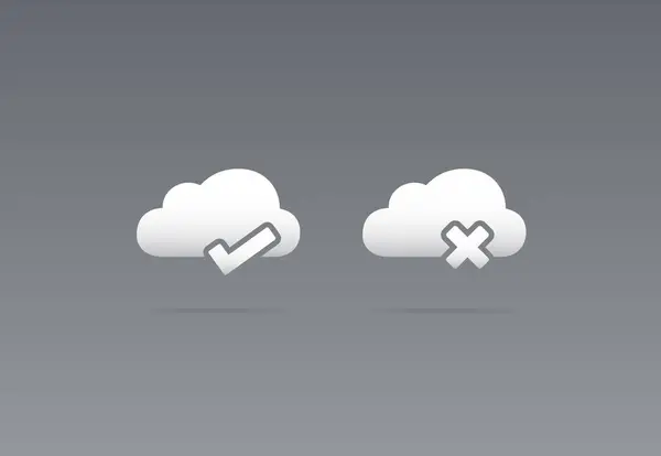 Verificar & Ícones de nuvem cruzada — Vetor de Stock