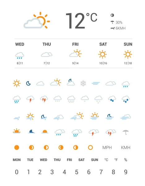 Weather Line Color Icons — Stock Vector