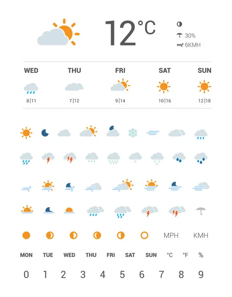 Set icone meteo — Vettoriale Stock