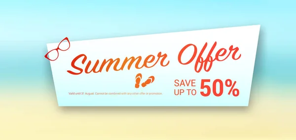 Summer Offer Save 50% Label — Stock Vector