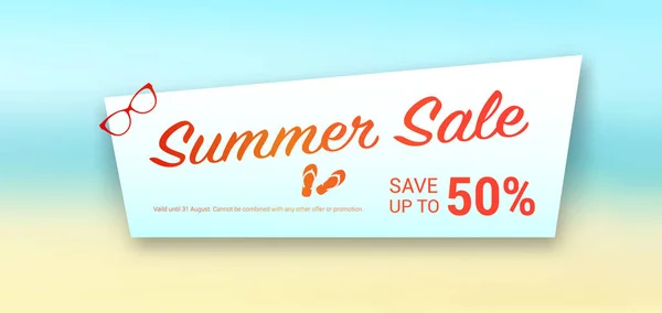 Summer Sale Save 50% Label — Stock Vector
