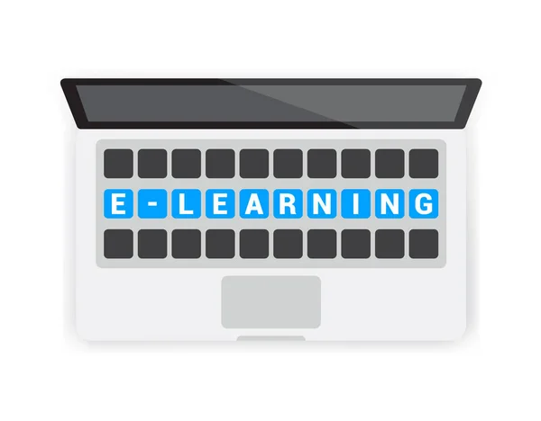 E-Learning billentyűzet Laptop — Stock Vector