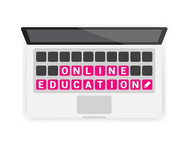 Educación en línea teclado portátil — Archivo Imágenes Vectoriales