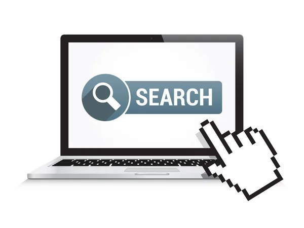 Laptop Search Button — Stock Vector