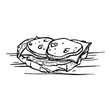  peynir ve sosis beyaz arka plan üzerinde izole ile boyalı sandviç