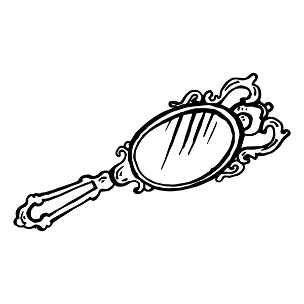 Bemalter silberner Spiegel mit einer Gravur auf weißem Hintergrund — Stockvektor