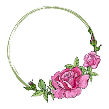 Bayram tebrik kartı. Vektör pembe gül. Pembe Gül çelengi. Pearl. Modaya uygun bir tasarım şablonu. Bahar. Düğün davetiyesi