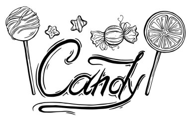 Bir dizi vektör grafik tatlılar, karamel