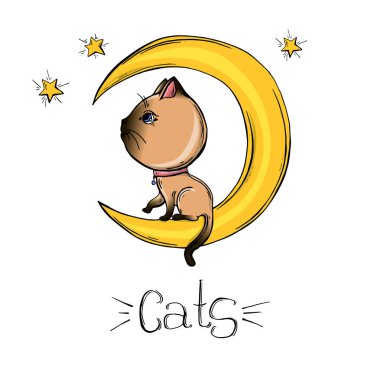 Siyam kedisinin vektör çizimi.