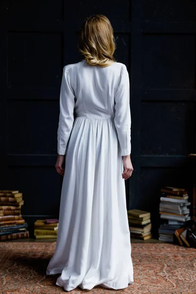 stock image woman in elegant white long dress