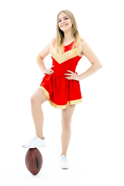 Cheerleader mit Ball — Stockfoto