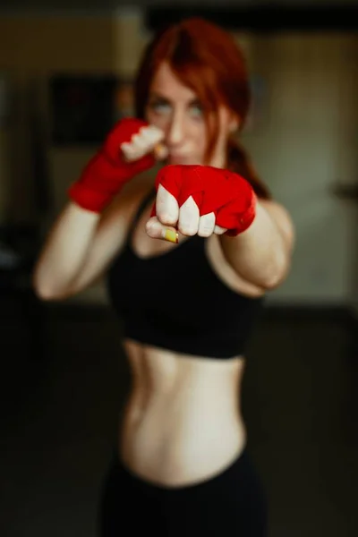 Female kickboxing fighter — Stock Photo, Image