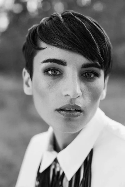 gorgeous woman with short hair
