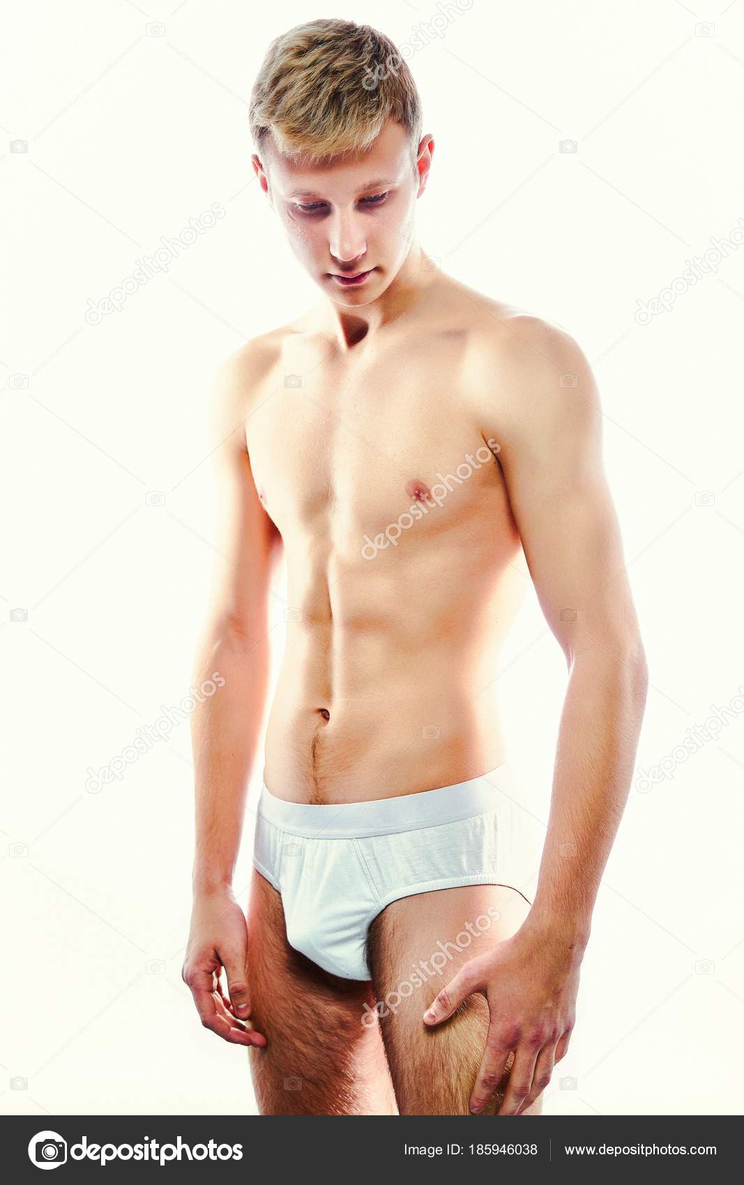 Handsome Young Man Underwear Isolated White Stock Photo by ©smmartynenko  185946038