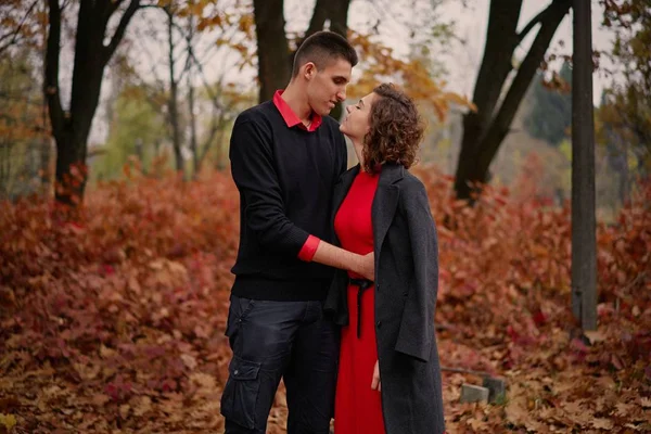 Pareja Joven Feliz Enamorada Parque —  Fotos de Stock