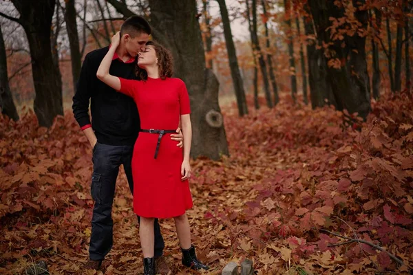 Pareja Joven Feliz Enamorada Parque —  Fotos de Stock