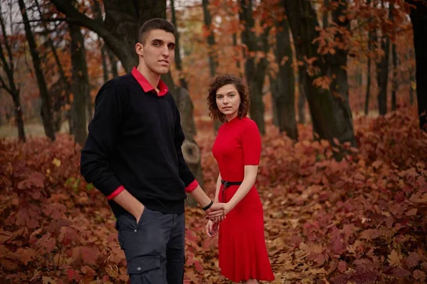 Jovem Casal Feliz Amor Parque — Fotografia de Stock